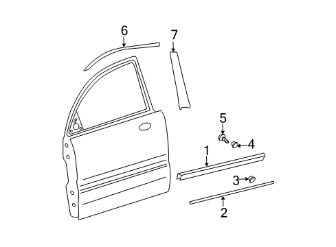 2004 Hyundai Sonata Exterior Trim - Front Door Bright-Waist Line Molding Front Door, RH Diagram for 87726-3D000