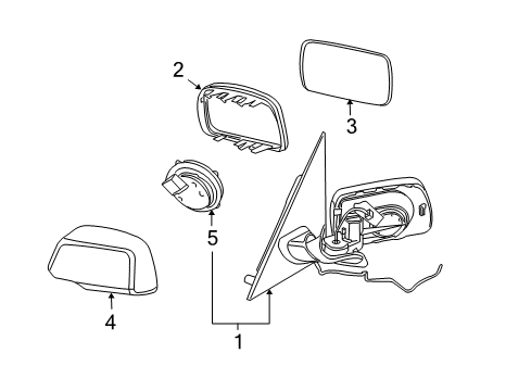 2001 BMW X5 Outside Mirrors Mirror Glass, Heated, Plane, Left Diagram for 51168408797