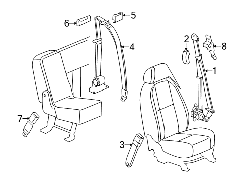 2011 GMC Sierra 2500 HD Seat Belt Buckle End Diagram for 19149504