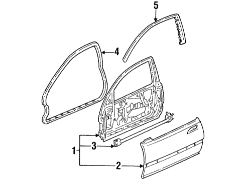 1994 Honda Civic Door & Components Weatherstrip, L. FR. Door Diagram for 72350-SR3-003