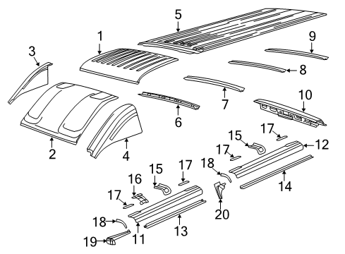 2021 Ram ProMaster 3500 Roof & Components REINFMNT-A-Pillar Diagram for 68167472AA
