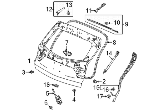 2022 Acura MDX Gate & Hardware Tailgate Complete Diagram for 68100-TYA-A00ZZ