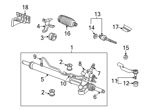 2008 Honda Accord Steering Column & Wheel, Steering Gear & Linkage Rack, Power Steering Diagram for 53601-TA0-A02