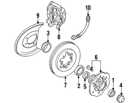 1992 Nissan D21 Front Brakes Hose Brake Front RH Diagram for 46210-31G11