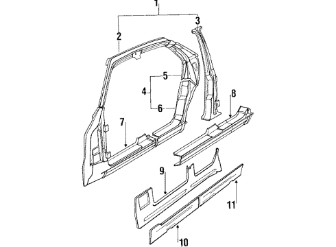 1991 BMW 750iL Uniside Covering Left Diagram for 51711948275