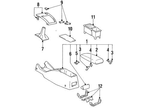 1992 Toyota Celica Front Console Lid Stopper Diagram for 58965-12010