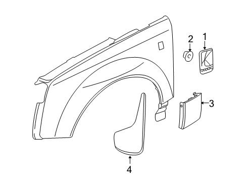 2007 Saturn Vue Exterior Trim - Fender Molding Asm, Body Side Lower Front Diagram for 15814482