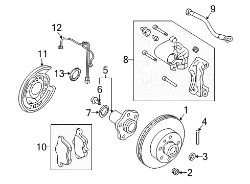2007 Infiniti M45 Anti-Lock Brakes Sensor Assembly-Anti SKID, Front R Diagram for 47910-1NP0A