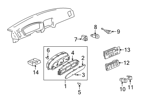 2004 Hyundai XG350 Cluster & Switches, Instrument Panel Heater Air Conditioner Temp Control Diagram for 97250-39501