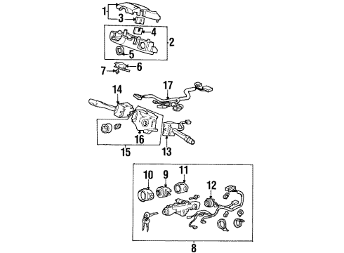 1998 Honda Odyssey Shroud, Switches & Levers Lock Assy., Steering Diagram for 35100-SX0-A12