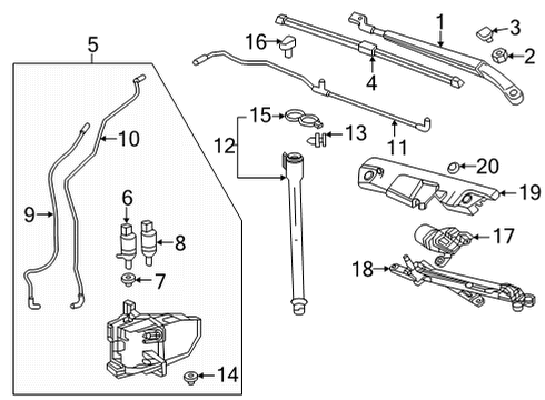 2022 Chevrolet Bolt EUV Wiper & Washer Components Filler Tube Grommet Diagram for 42780951
