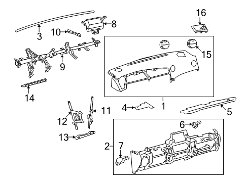 2010 Toyota Matrix Cluster & Switches, Instrument Panel Instrument Panel Diagram for 55302-02240-B0