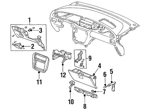 1996 Honda Odyssey Lower Components Box, Document (Excel Charcoal) Diagram for 77503-SX0-A01ZB