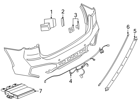 2018 BMW X1 Rear Bumper Set, Mounts, Pdc Sensor, Rear Diagram for 51128072840