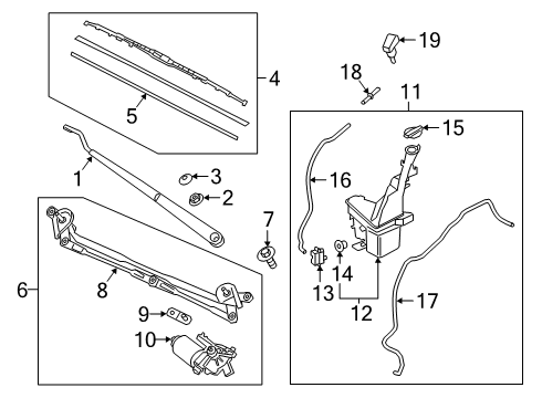 2020 Kia Soul Wipers Driver Windshield Wiper Blade Assembly Diagram for 98350K0010