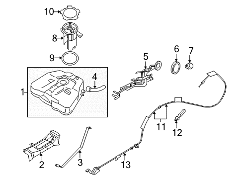 2011 Nissan Altima Fuel Supply Fuel Tank Assembly Diagram for 17202-ZX00A