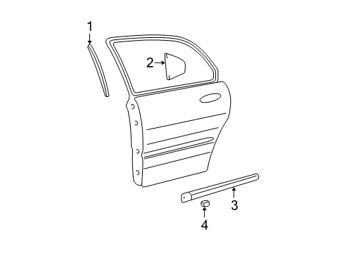 2001 Hyundai Sonata Exterior Trim - Rear Door Moulding Assembly-Rear Door Waist Line, RH Diagram for 87722-38000