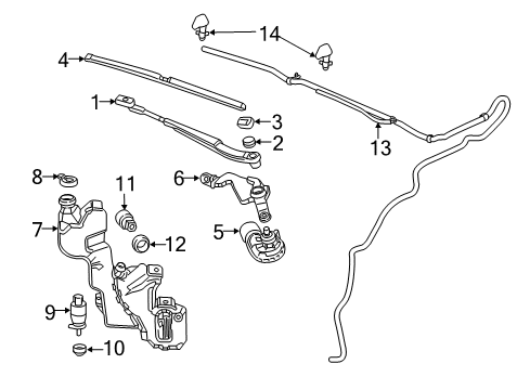 2015 Cadillac ELR Wiper & Washer Components Wiper Arm Diagram for 23184315