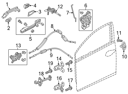 2020 Honda Insight Front Door Cable, Front Inside H Diagram for 72131-TBA-A01