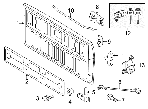 2016 Toyota Tundra Tail Gate Tail Gate Diagram for 65700-0C090