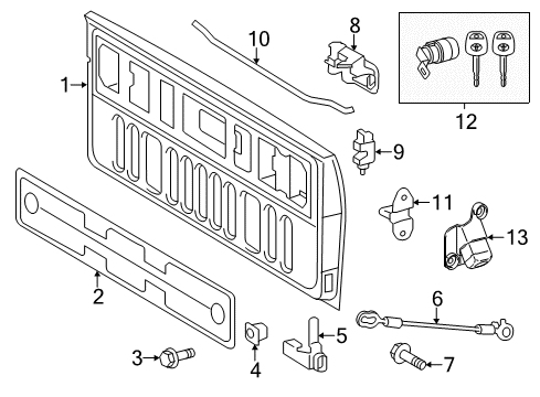 2016 Toyota Tundra Tail Gate Lock Rod Diagram for 65655-0C011