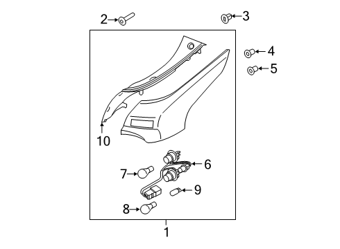 2020 Hyundai Veloster Bulbs Rear Combination Holder & Wiring, Exterior Diagram for 92491-J3010