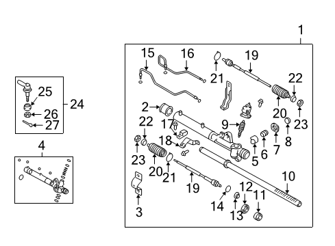 2003 Hyundai Elantra Steering Column & Wheel, Steering Gear & Linkage Tube Assembly-Feed RH Diagram for 57780-2D010