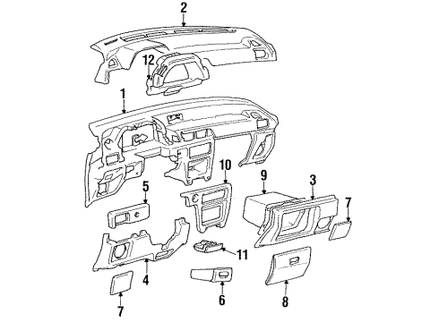 1989 Dodge Colt Instrument Panel Control Assembly, A/C, Heater Diagram for MB657150