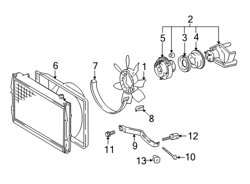 1995 Toyota Tacoma Cooling System, Radiator, Water Pump, Cooling Fan Adjust Bar Diagram for 16381-62041