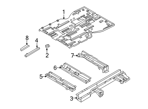 2007 Kia Sedona Pillars, Rocker & Floor - Floor & Rails Panel Complete-Front Floor Diagram for 651004D250