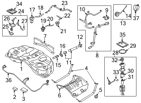 2019 Genesis G80 Senders Clamp Assembly Diagram for 31141D2500