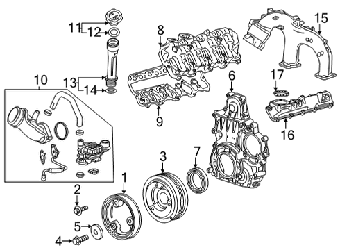 2021 Chevrolet Silverado 2500 HD Intake Manifold Crankshaft Pulley Bolt Diagram for 11589168