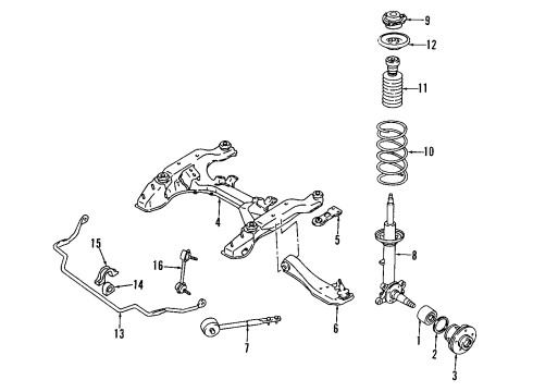 1996 Infiniti J30 Front Suspension Components, Lower Control Arm, Stabilizer Bar Stabilizer-Front Diagram for 54611-0P004