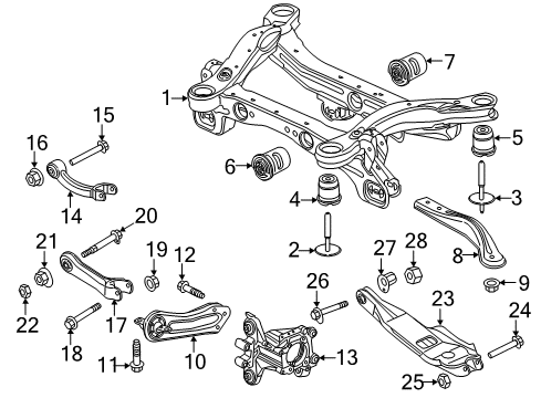 2016 Chrysler 200 Rear Suspension Components, Lower Control Arm, Stabilizer Bar Bracket-CROSSMEMBER Diagram for 68155110AA