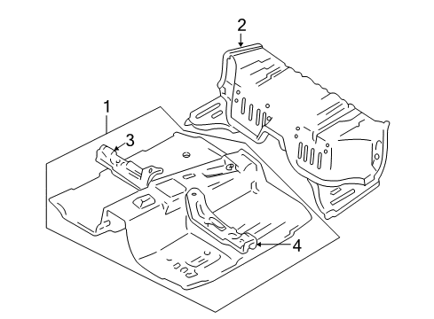 2001 Chevrolet Tracker Pillars, Rocker & Floor - Floor Panel, Intermediate Floor Diagram for 30023571