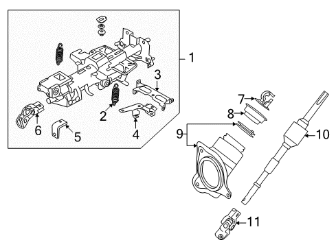 2018 Nissan GT-R Steering Column & Wheel, Steering Gear & Linkage Column-Steering Tilt Diagram for 48810-KB61A