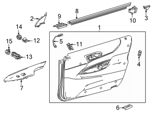 2022 Toyota Mirai Interior Trim - Front Door Door Trim Panel Diagram for 67610-62080-C6