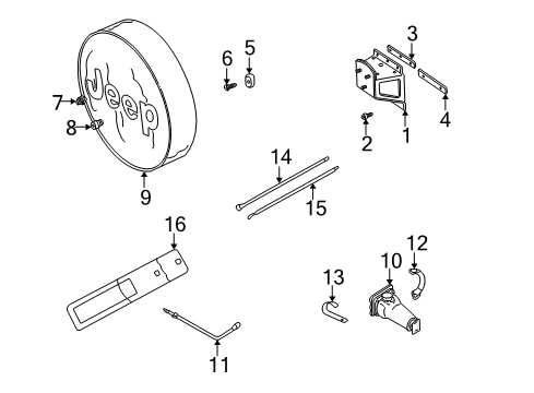 2000 Jeep Wrangler Spare Tire Carrier Nut-Wheel Diagram for J4006956