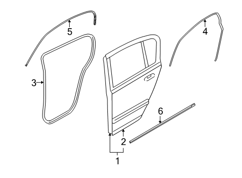 2008 Saturn Astra Rear Door Weatherstrip, Rear Side Door Diagram for 13200156