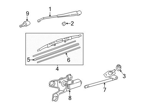 2002 Toyota Sienna Wiper & Washer Components Blade Diagram for 85242-08010