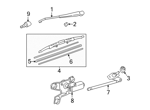 2002 Toyota Sienna Wiper & Washer Components Nozzle Diagram for 85395-08010