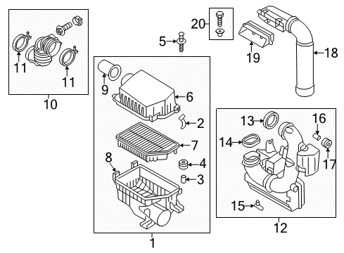 2017 Hyundai Elantra GT Filters Shield-Air Intake Diagram for 28213A5000