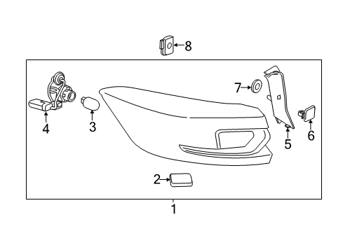 2019 Buick Regal TourX Tail Lamps Tail Lamp Assembly Diagram for 39099114