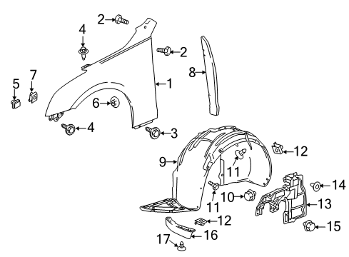 2017 Cadillac ATS Fender & Components Fender Liner Diagram for 23199811