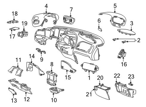 2001 Ford Expedition Instrument Panel Cover Diagram for YL3Z-15044F58-AAA