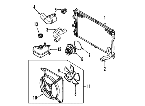 2007 Chevrolet Aveo5 Cooling System, Radiator, Water Pump, Cooling Fan Blower Asm, Engine Cooling Diagram for 93740672