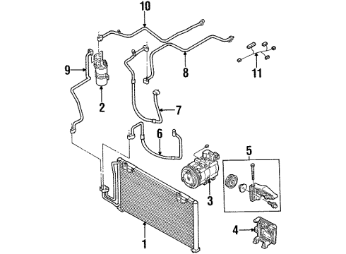 1998 Kia Sephia Air Conditioner Air Conditioner Compressor Assembly Diagram for 1K2A361450