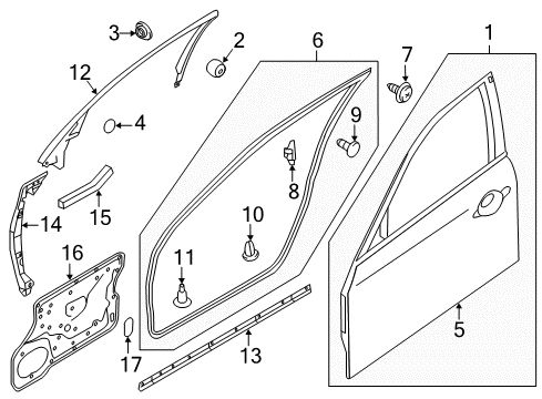 2014 Infiniti Q70 Front Door Cover-Hole, Front Door Inside Diagram for 64899-5L300