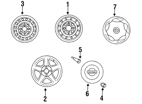 1995 Nissan Altima Wheels, Covers & Trim 15 Alloy Wheel Diagram for 40300-1E411