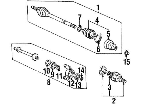 2000 Honda Prelude Drive Axles - Front Boot Set, Inboard Diagram for 44017-S0A-J03